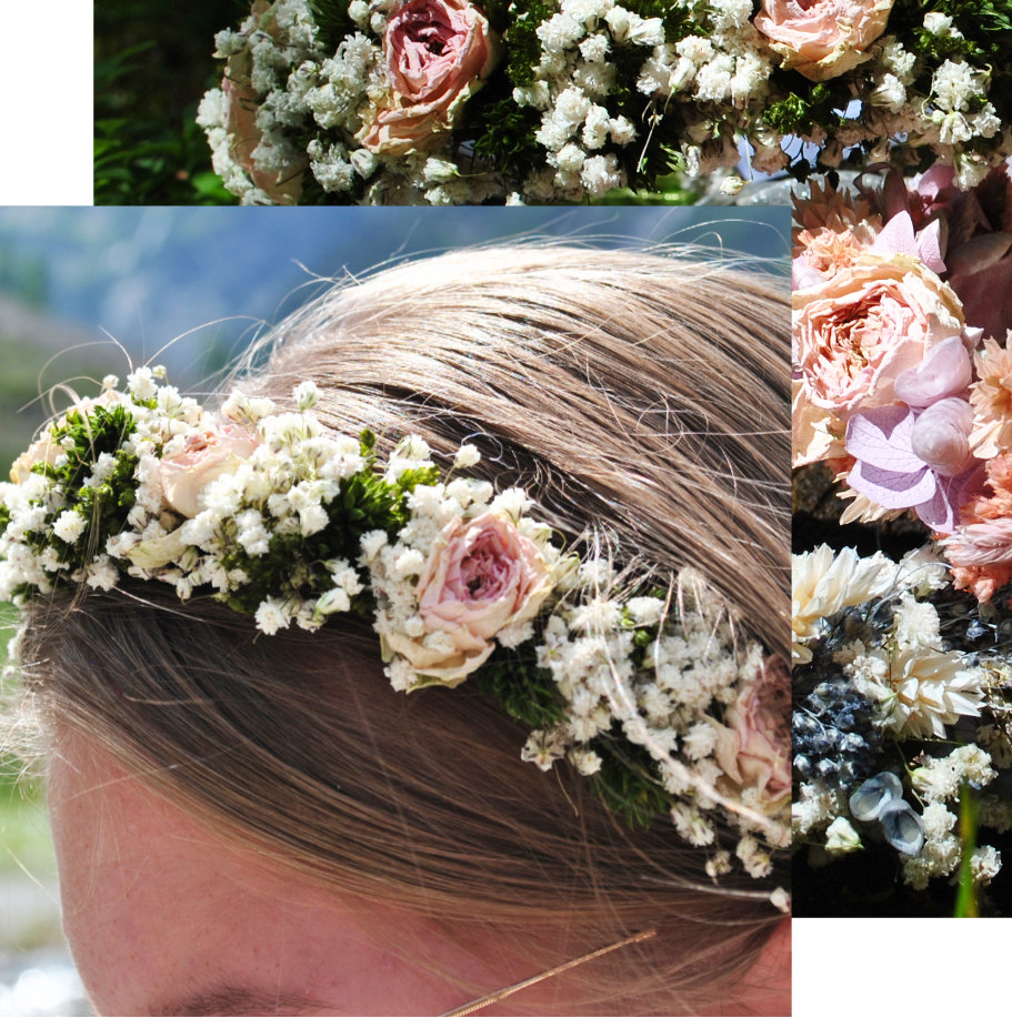 Blumenkranz-Workshop in Tirol mit Trockenblumen